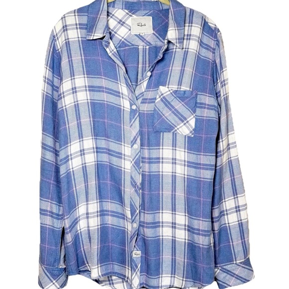 Rails Tops - RAILS Hunter Plaid Button-up Shirt In White Robin Navy Size S Small Top